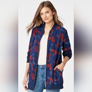 JustFab Tropical Print Bomber Jacket, VGUC, Size XL